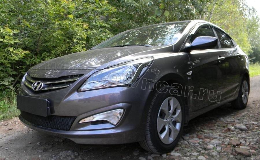 Защита радиатора Hyundai Solaris 2011-2014 black PREMIUM